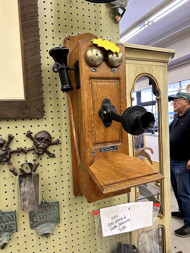 An oak wall telephone