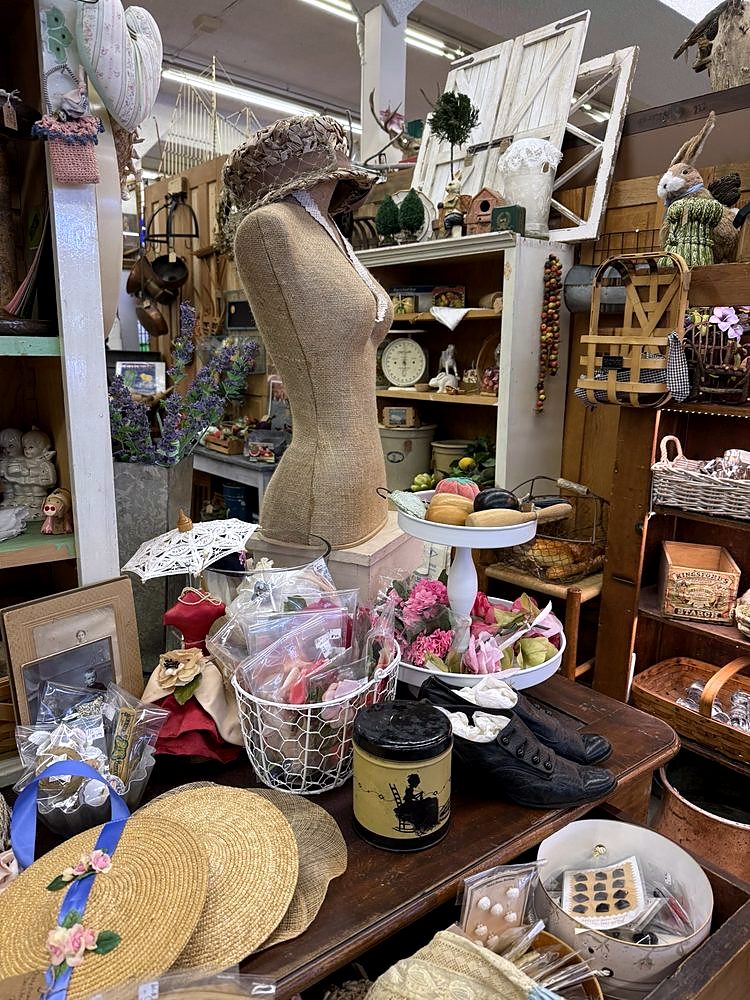 Hats on a dress form