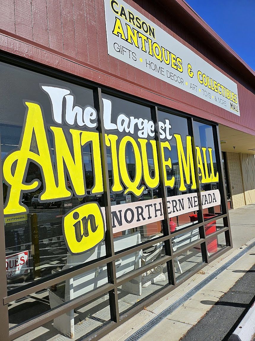 The window vinyl: The Largest Antique Mall in Northern Nevada